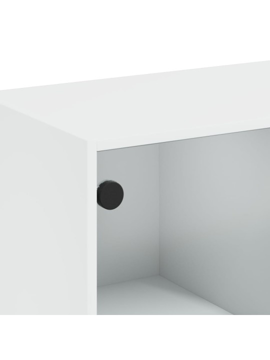 Konferenční stolek se skleněnými dvířky bílý 102 x 50 x 42 cm