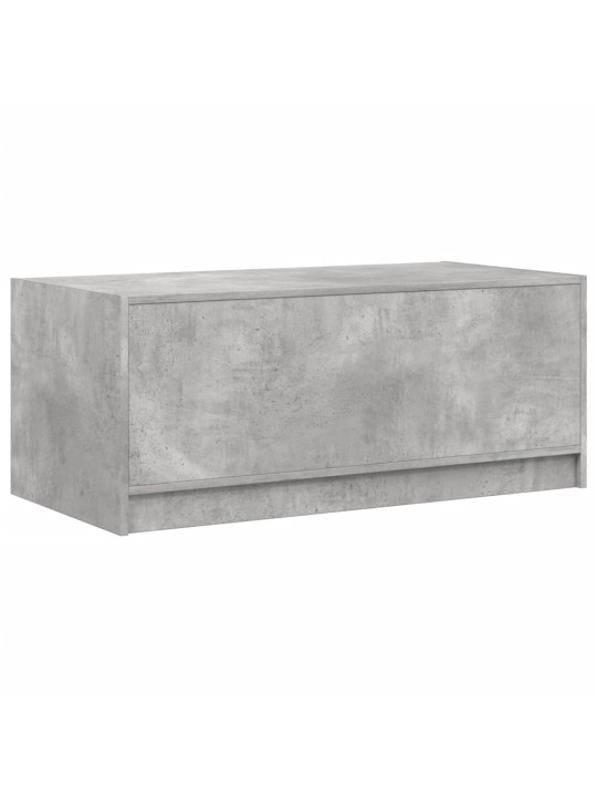 Konferenční stolek skleněná dvířka betonově šedý 102x50x42 cm