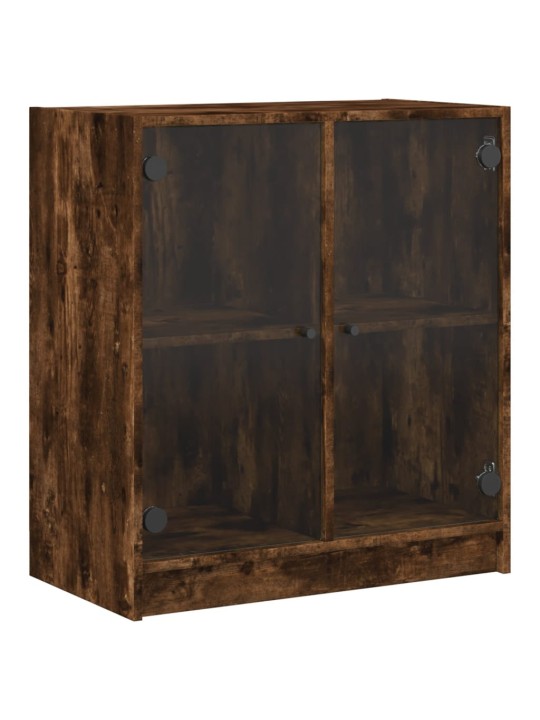 Odkládací skříňka skleněná dvířka kouřový dub 68x37x75,5 cm