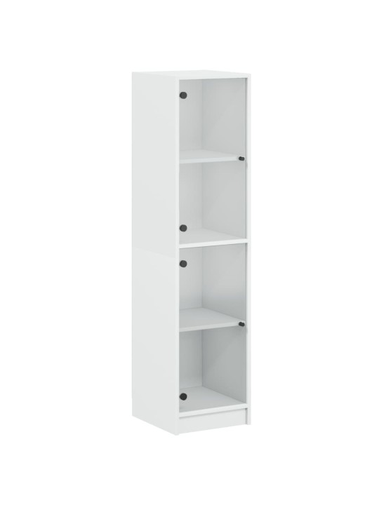 Highboard se skleněnými dvířky bílý 35 x 37 x 142 cm