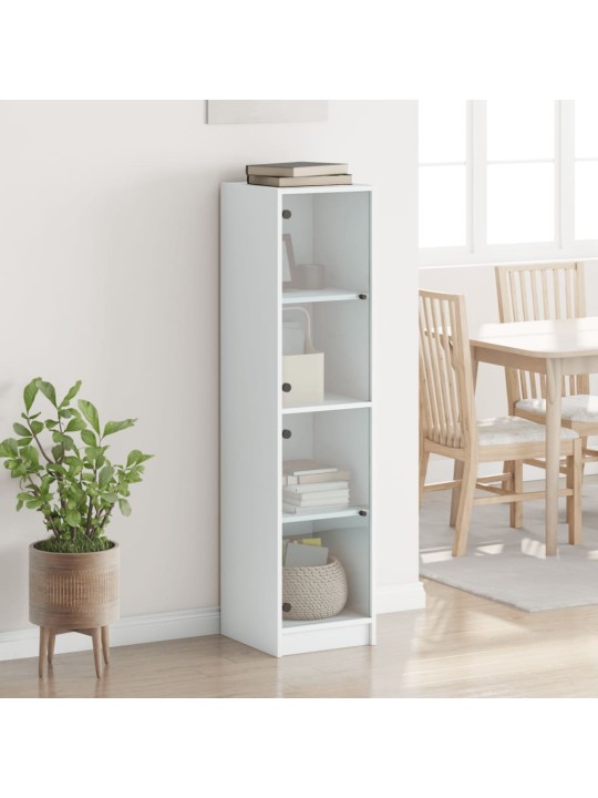 Highboard se skleněnými dvířky bílý 35 x 37 x 142 cm