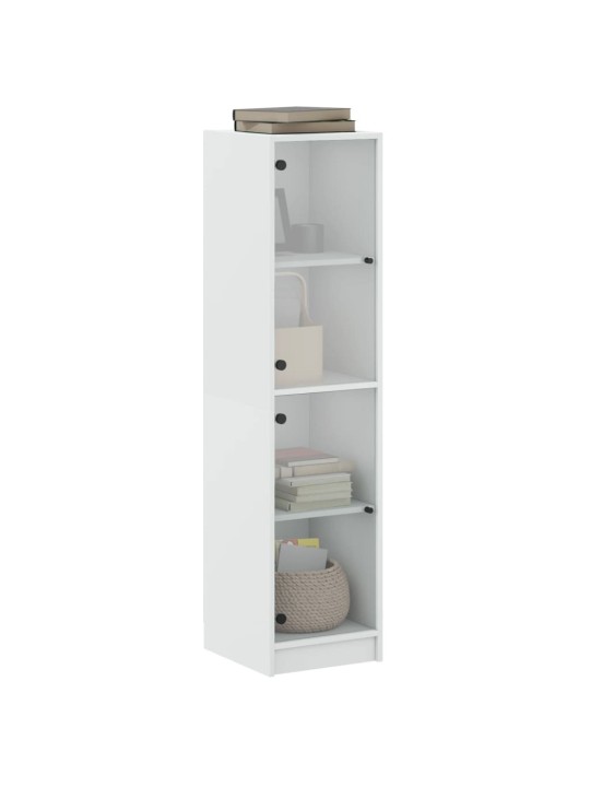 Highboard se skleněnými dvířky bílý 35 x 37 x 142 cm
