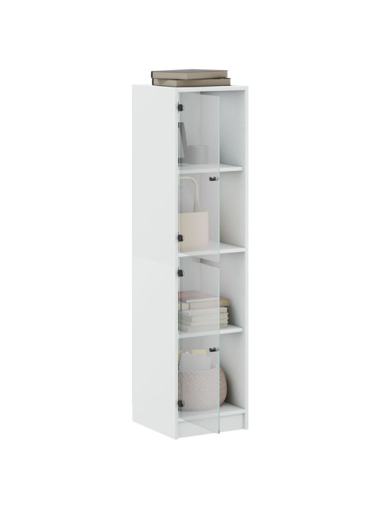 Highboard se skleněnými dvířky bílý 35 x 37 x 142 cm