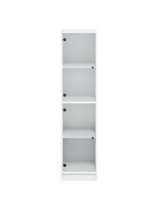Highboard se skleněnými dvířky bílý 35 x 37 x 142 cm