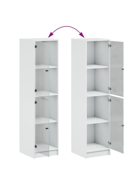 Highboard se skleněnými dvířky bílý 35 x 37 x 142 cm