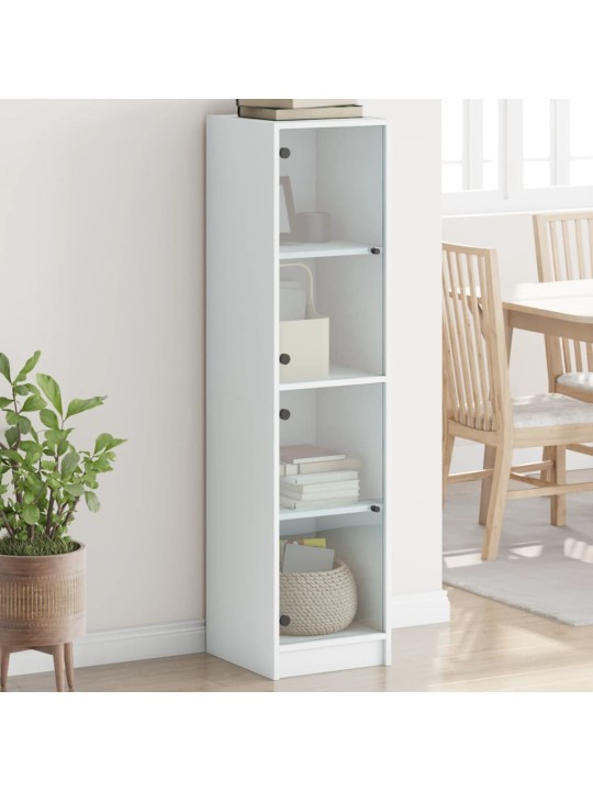 Highboard se skleněnými dvířky bílý 35 x 37 x 142 cm