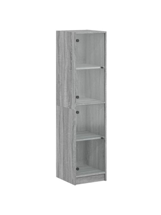 Highboard se skleněnými dvířky šedý sonoma 35 x 37 x 142 cm