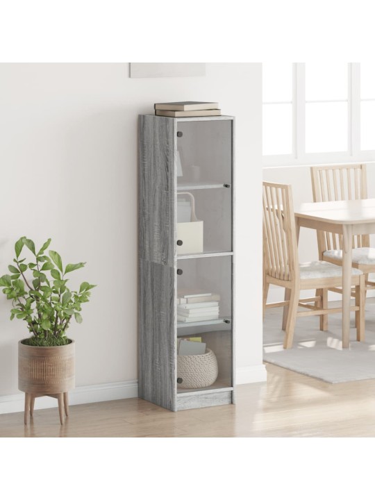 Highboard se skleněnými dvířky šedý sonoma 35 x 37 x 142 cm