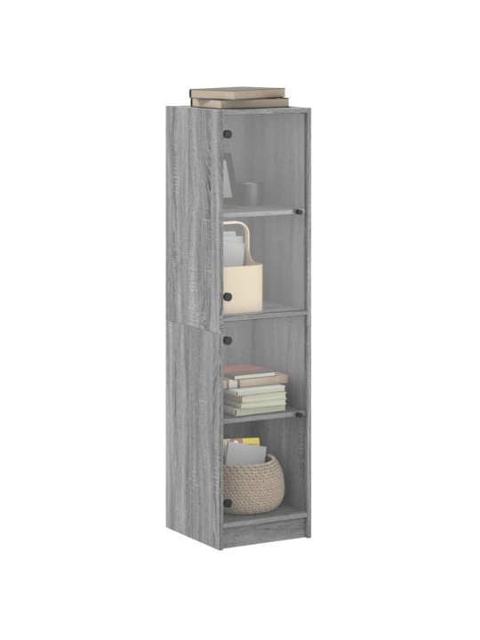 Highboard se skleněnými dvířky šedý sonoma 35 x 37 x 142 cm