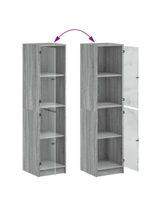 Highboard se skleněnými dvířky šedý sonoma 35 x 37 x 142 cm