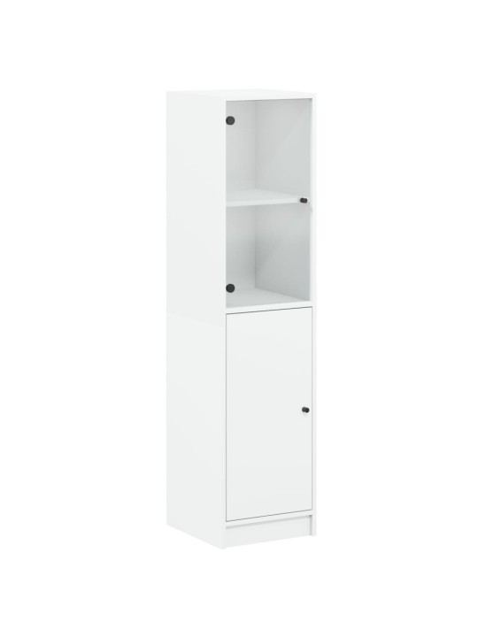 Highboard se skleněnými dvířky bílý 35 x 37 x 142 cm