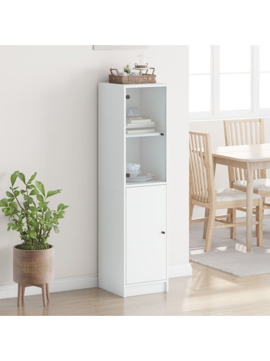 Highboard se skleněnými dvířky bílý 35 x 37 x 142 cm