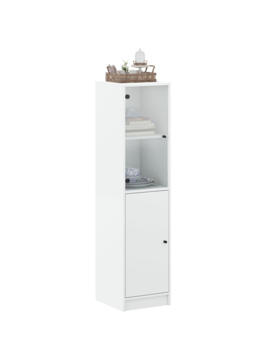 Highboard se skleněnými dvířky bílý 35 x 37 x 142 cm