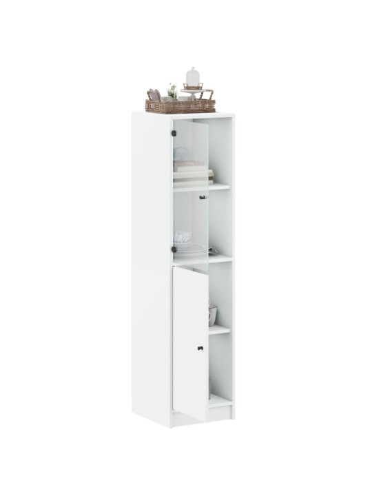 Highboard se skleněnými dvířky bílý 35 x 37 x 142 cm