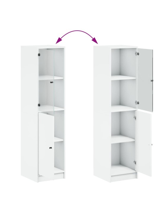 Highboard se skleněnými dvířky bílý 35 x 37 x 142 cm