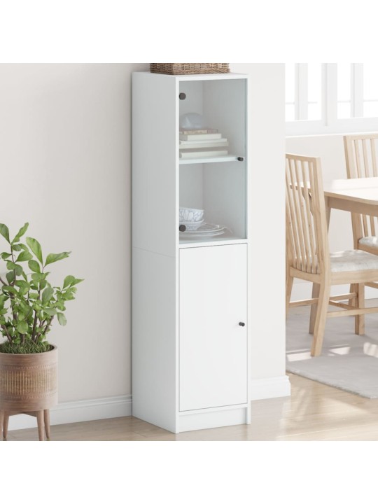 Highboard se skleněnými dvířky bílý 35 x 37 x 142 cm