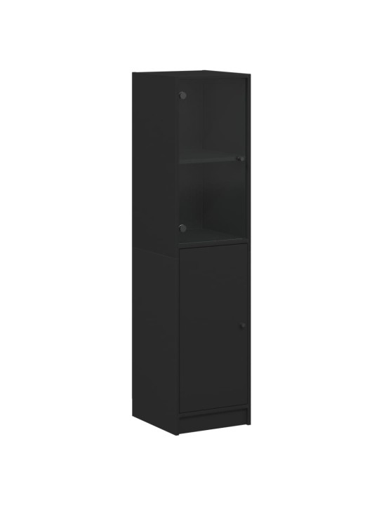 Highboard se skleněnými dvířky černý 35 x 37 x 142 cm