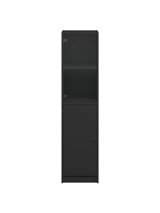 Highboard se skleněnými dvířky černý 35 x 37 x 142 cm