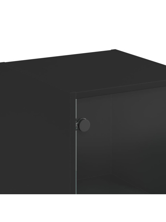 Highboard se skleněnými dvířky černý 35 x 37 x 142 cm