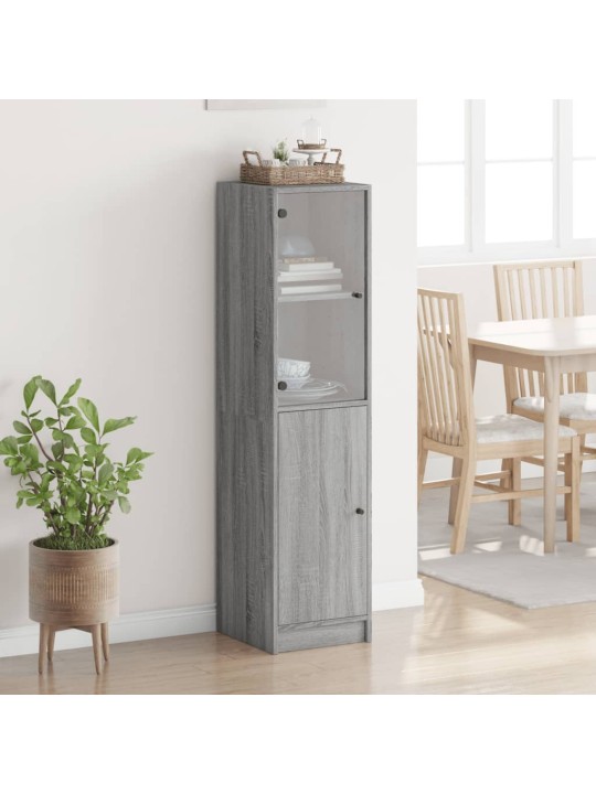 Highboard se skleněnými dvířky šedý sonoma 35 x 37 x 142 cm