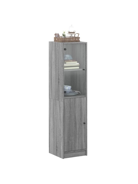 Highboard se skleněnými dvířky šedý sonoma 35 x 37 x 142 cm