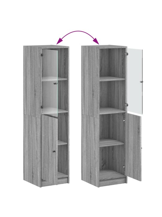 Highboard se skleněnými dvířky šedý sonoma 35 x 37 x 142 cm