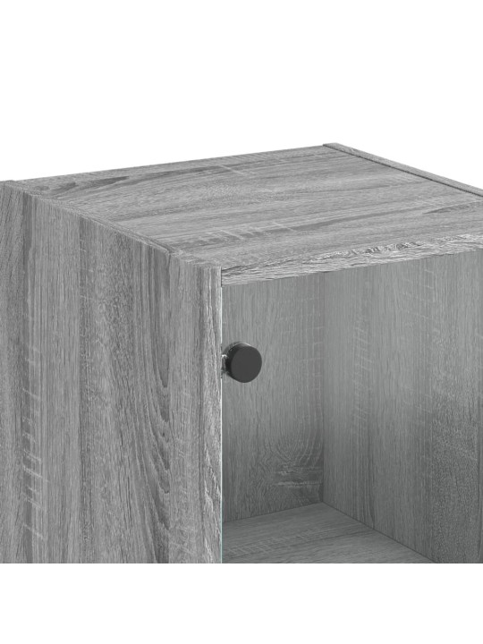 Highboard se skleněnými dvířky šedý sonoma 35 x 37 x 142 cm