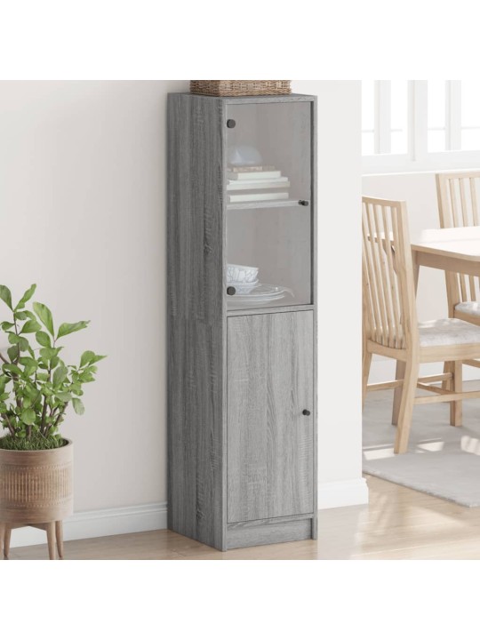 Highboard se skleněnými dvířky šedý sonoma 35 x 37 x 142 cm