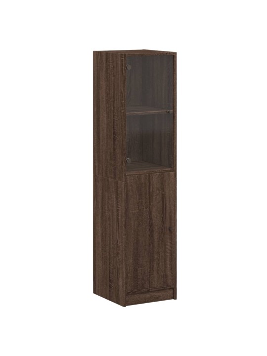 Highboard se skleněnými dvířky hnědý dub 35 x 37 x 142 cm