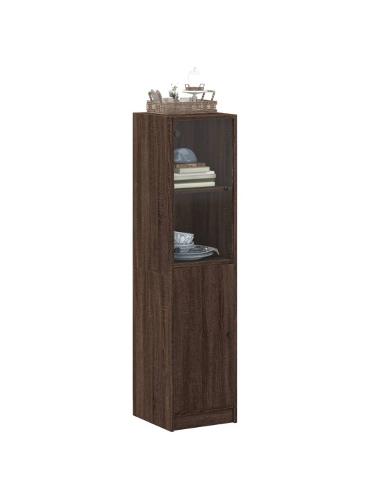 Highboard se skleněnými dvířky hnědý dub 35 x 37 x 142 cm