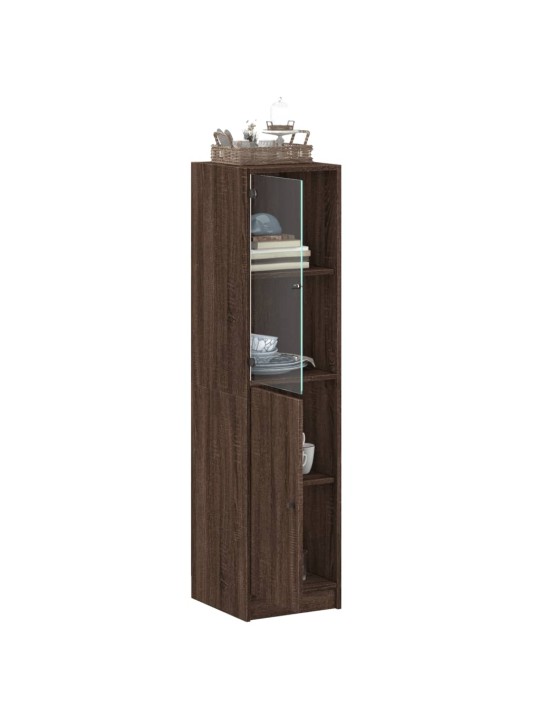 Highboard se skleněnými dvířky hnědý dub 35 x 37 x 142 cm