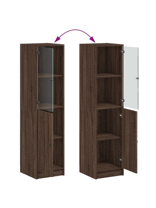 Highboard se skleněnými dvířky hnědý dub 35 x 37 x 142 cm