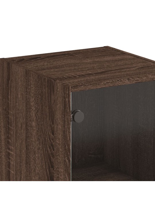 Highboard se skleněnými dvířky hnědý dub 35 x 37 x 142 cm