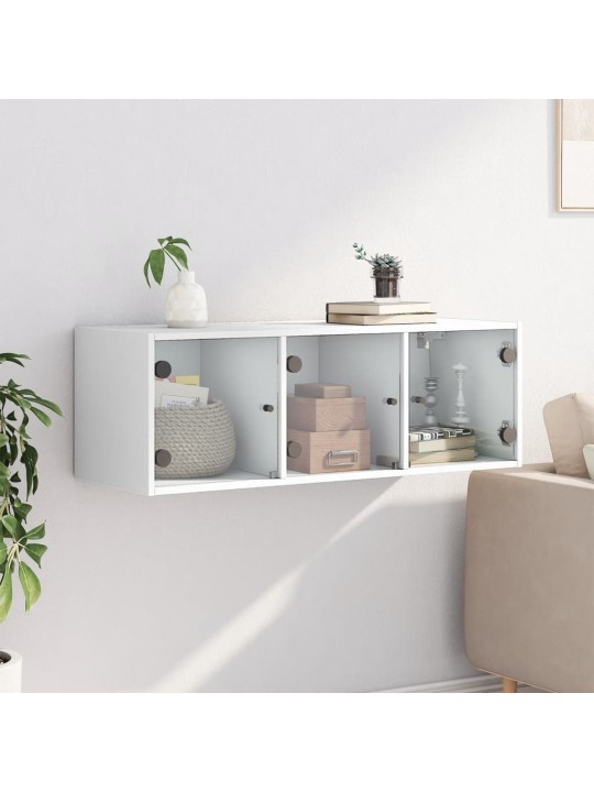 Nástěnná skříňka se skleněnými dvířky bílá 102x37x35 cm
