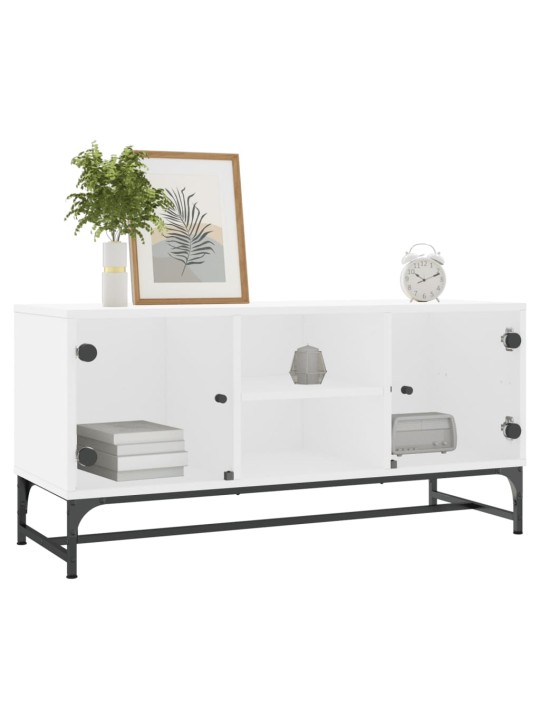 TV skříňka se skleněnými dvířky bílá 102 x 37 x 50 cm