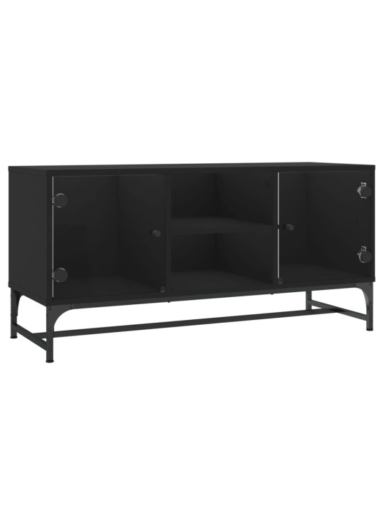 TV skříňka se skleněnými dvířky černá 102 x 37 x 50 cm