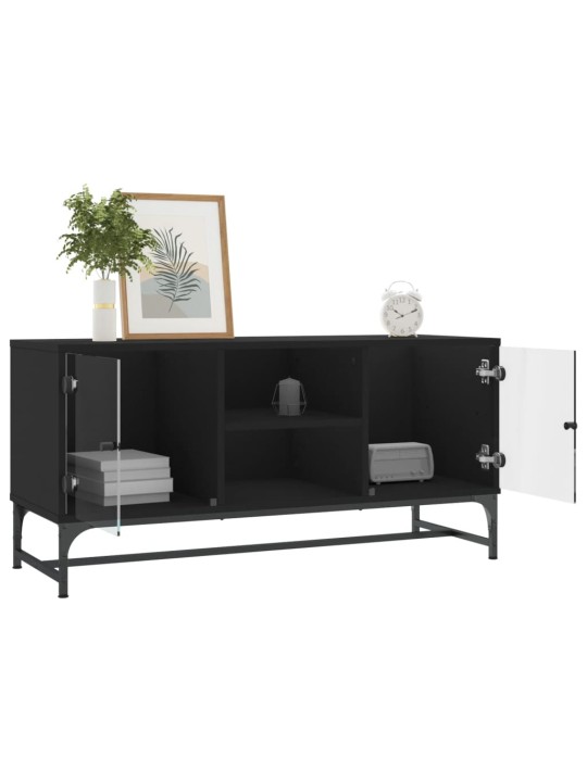 TV skříňka se skleněnými dvířky černá 102 x 37 x 50 cm
