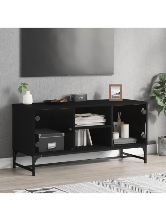 TV skříňka se skleněnými dvířky černá 102 x 37 x 50 cm