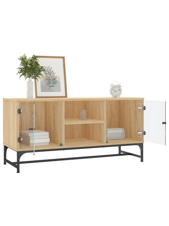 TV skříňka se skleněnými dvířky dub sonoma 102 x 37 x 50 cm