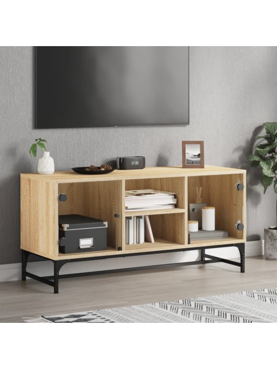 TV skříňka se skleněnými dvířky dub sonoma 102 x 37 x 50 cm