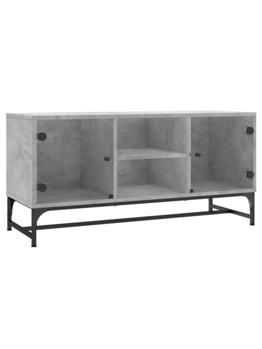 TV skříňka se skleněnými dvířky betonově šedá 102 x 37 x 50 cm