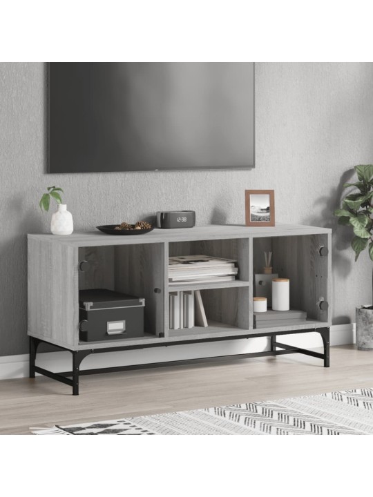 TV skříňka se skleněnými dvířky šedá sonoma 102 x 37 x 50 cm