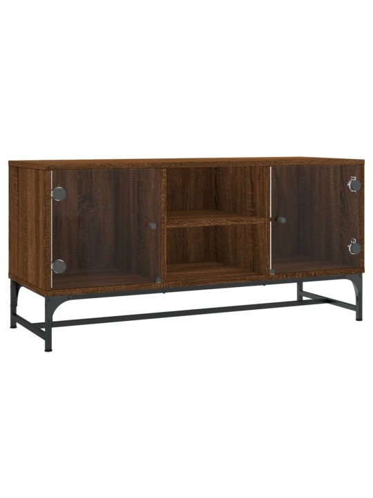 TV skříňka se skleněnými dvířky hnědý dub 102 x 37 x 50 cm