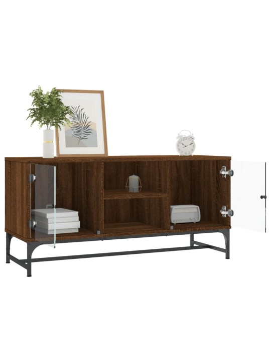 TV skříňka se skleněnými dvířky hnědý dub 102 x 37 x 50 cm