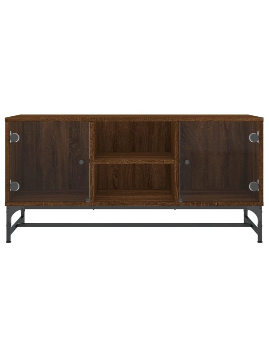 TV skříňka se skleněnými dvířky hnědý dub 102 x 37 x 50 cm