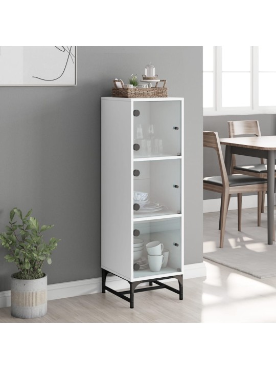 Highboard se skleněnými dvířky bílý 35 x 37 x 120 cm