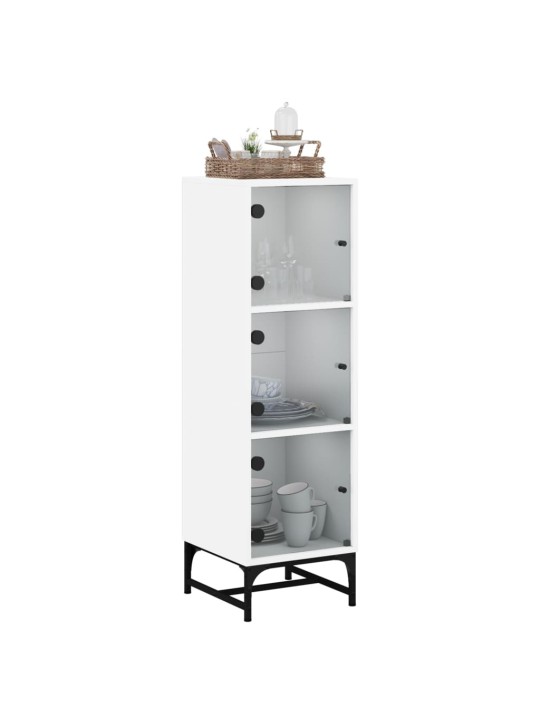 Highboard se skleněnými dvířky bílý 35 x 37 x 120 cm