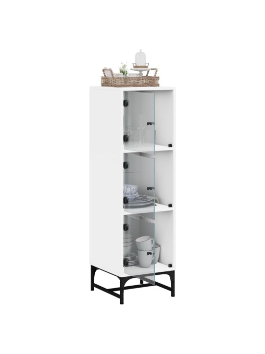 Highboard se skleněnými dvířky bílý 35 x 37 x 120 cm