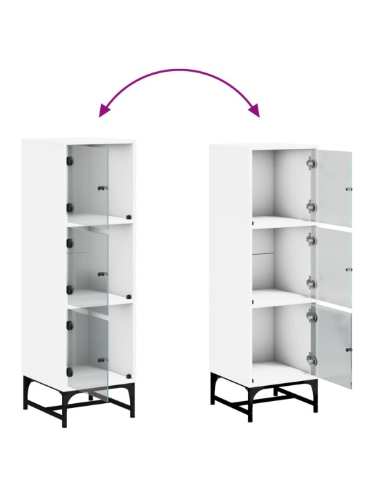 Highboard se skleněnými dvířky bílý 35 x 37 x 120 cm