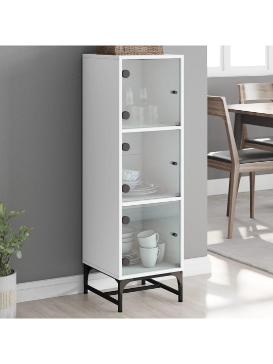 Highboard se skleněnými dvířky bílý 35 x 37 x 120 cm